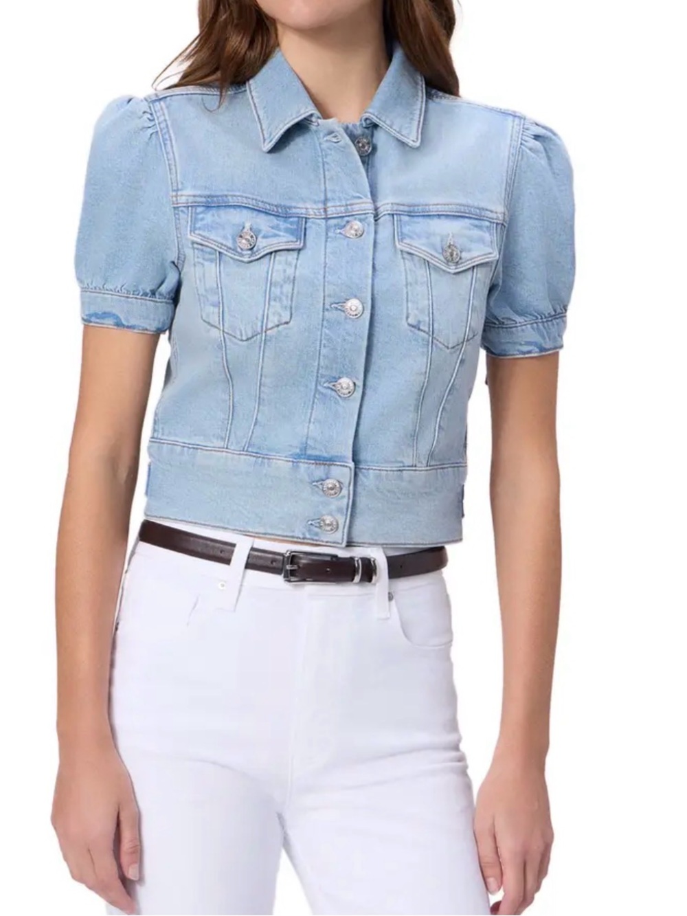 Paige Kendra Short Sleeve Crop Denim Jacket
